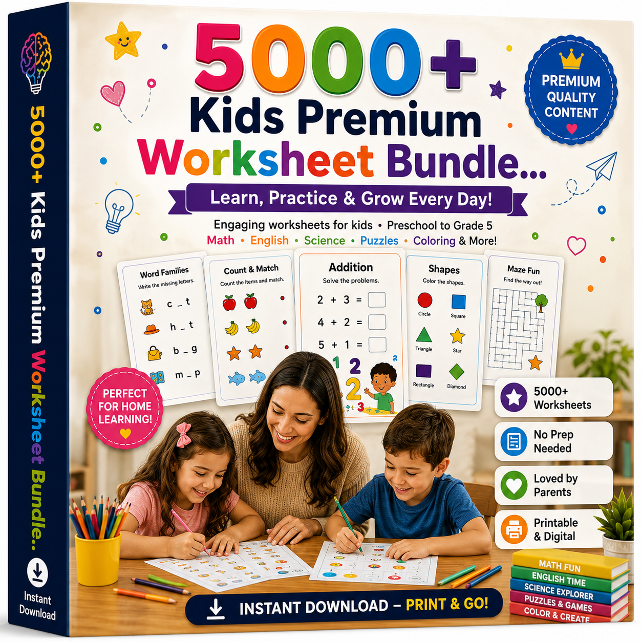 Doodle Buddies 5000+ Kids Premium Worksheet Bundle box mockup