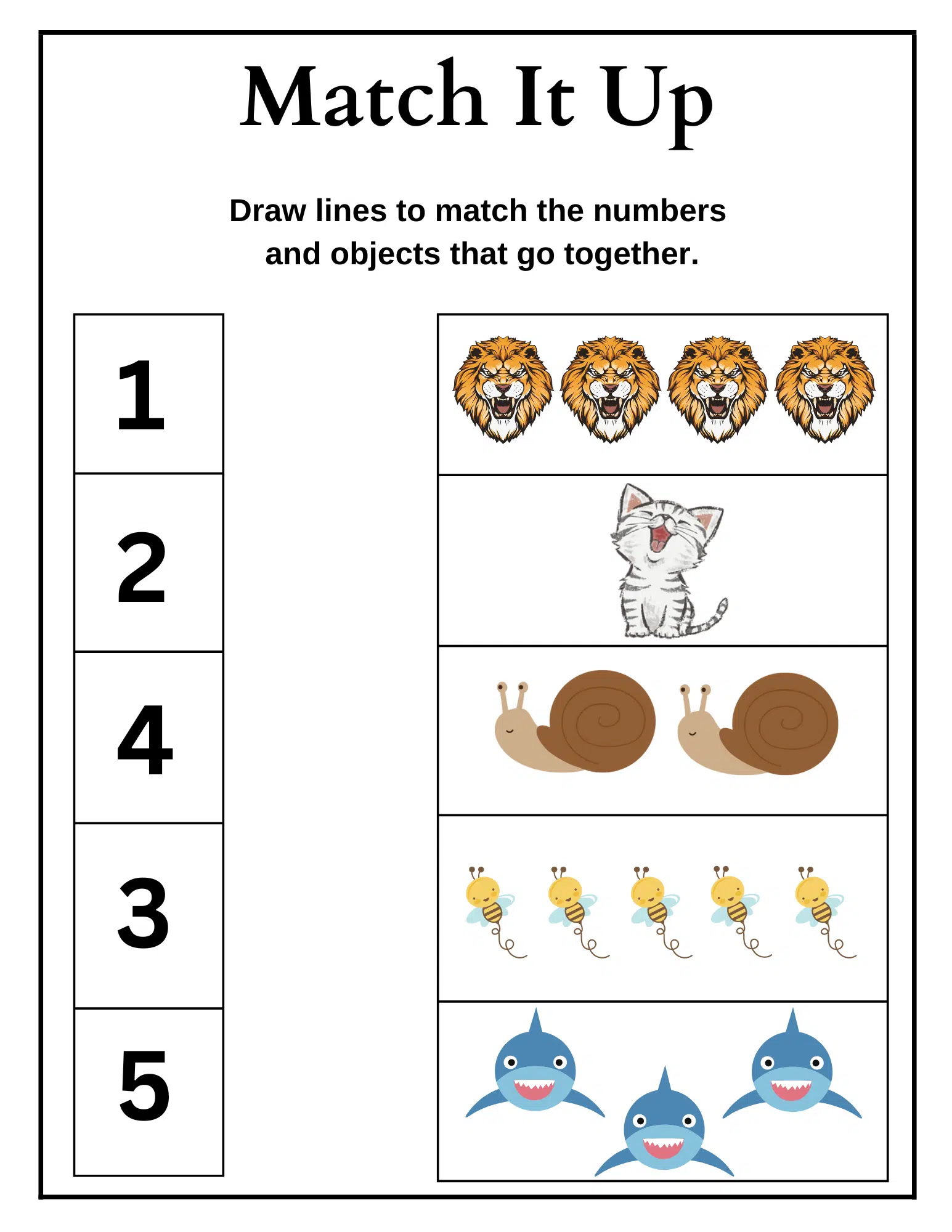 Count and match school supplies worksheet
