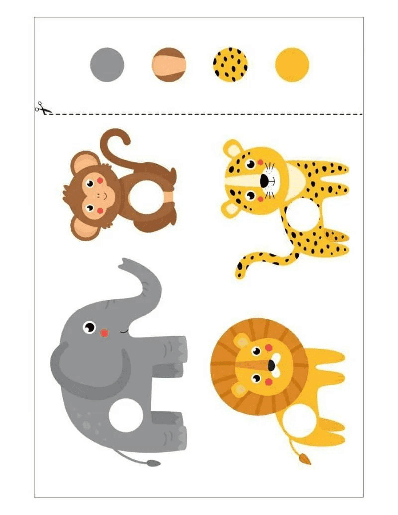 Cut and glue jungle animals worksheet