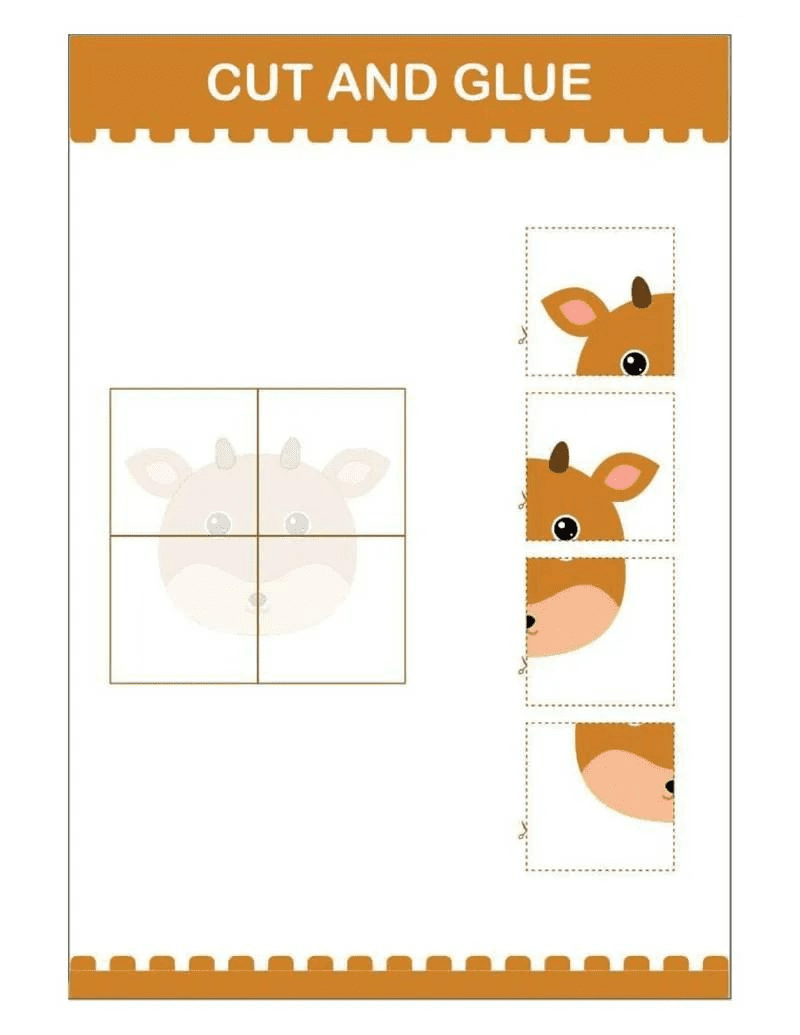 Cut and glue deer face worksheet