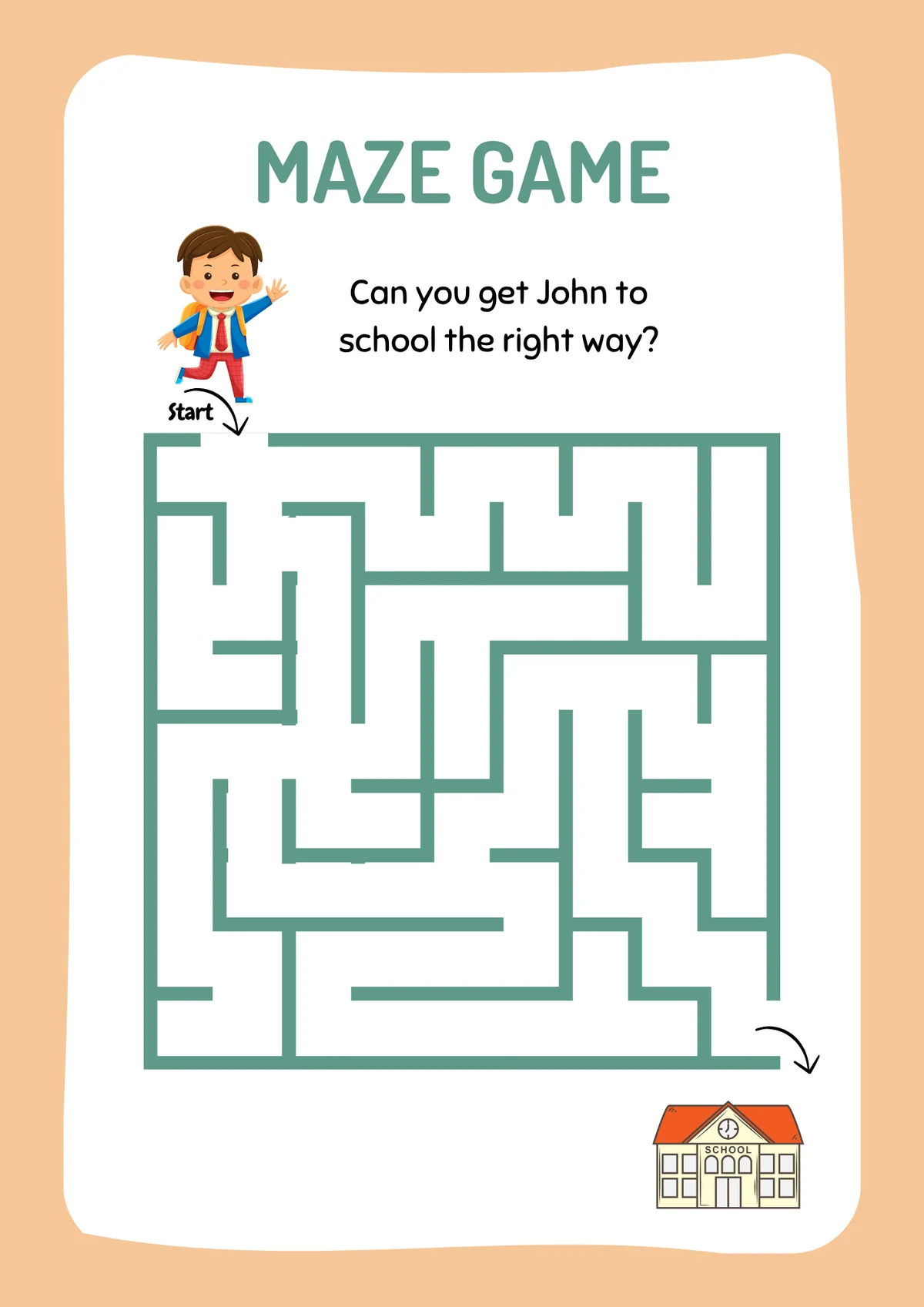 Maze game worksheet